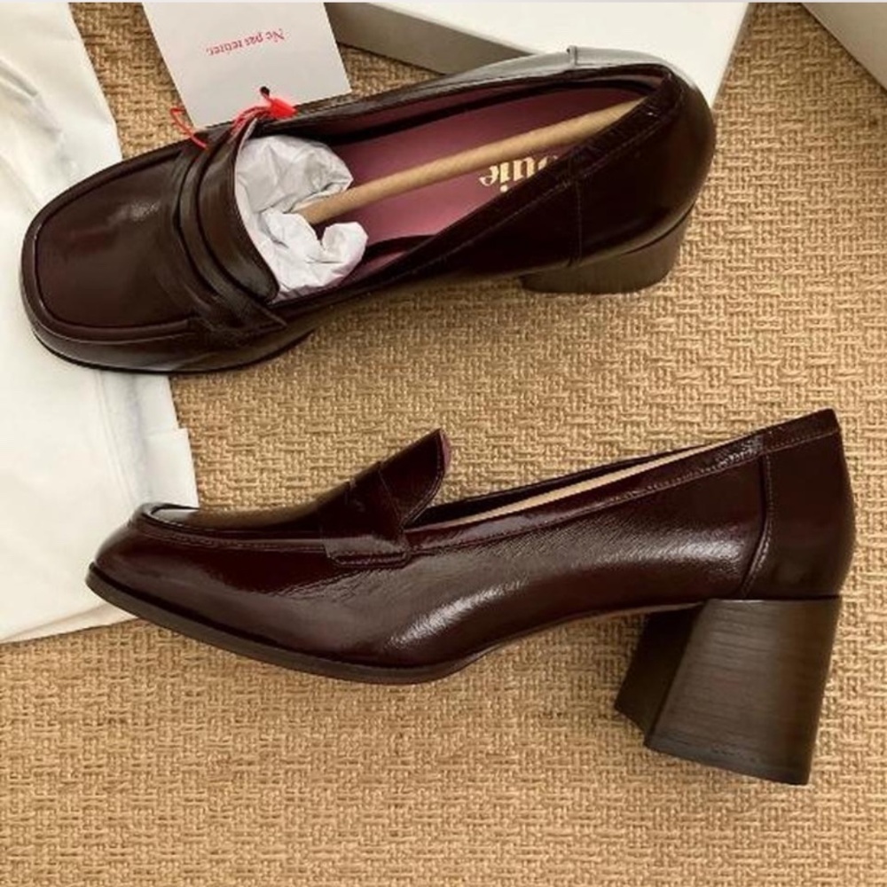 NWT / ROUJE PARIS Dorothee Loafer Heels Burgundy size 9